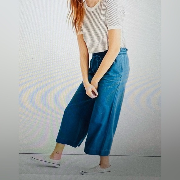Madewell Huston Pull-On Crop Pants Capri Wide Leg Indigo Small Spring Fashion - Picture 2 of 13